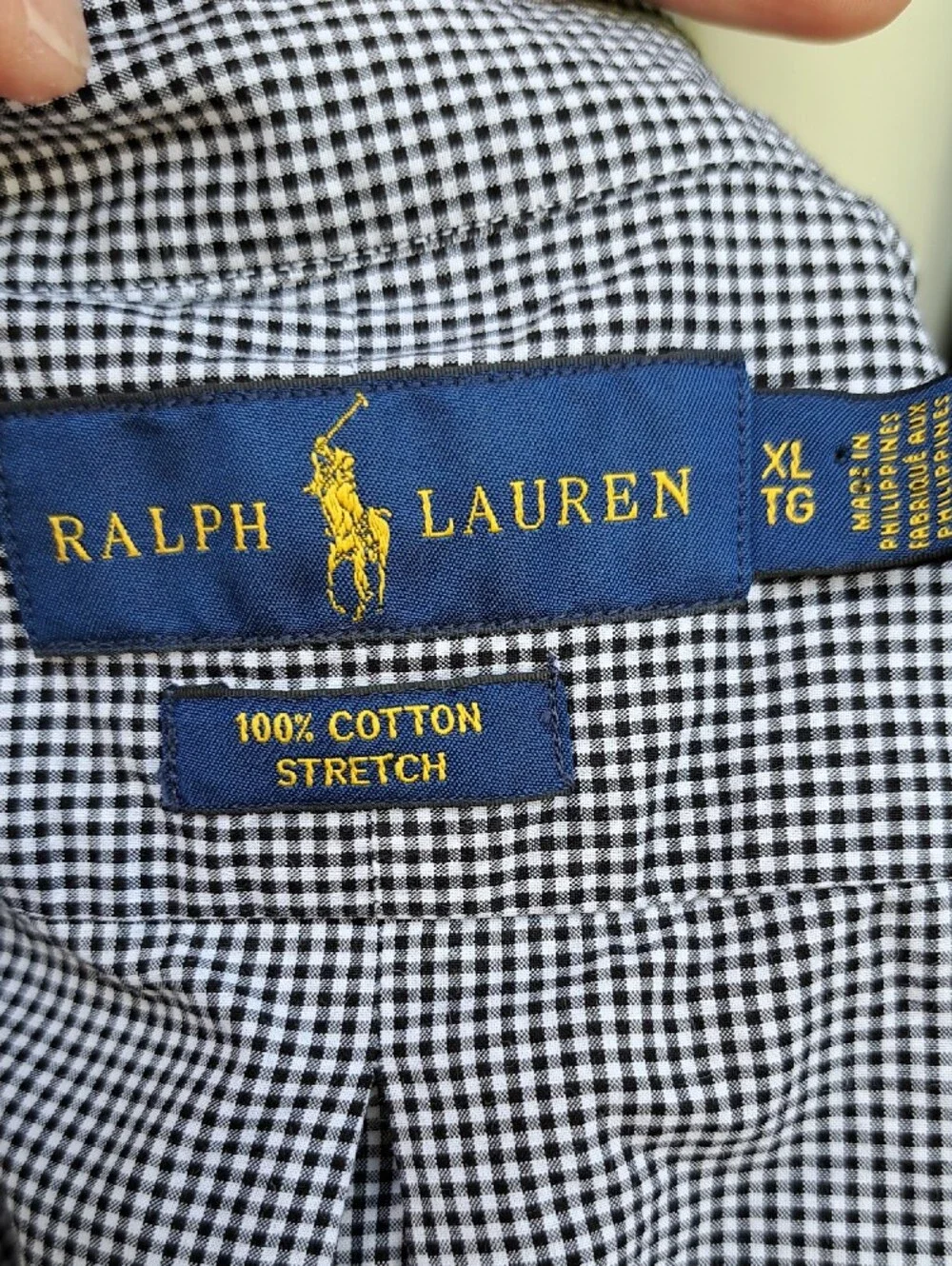 Polo by Ralph Lauren Navy and White Micro-Check Button-Down Shirt